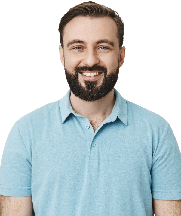 A man with the smiling face after dental treatment